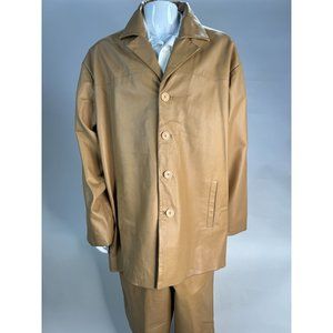 LOBI Brown Leather Longer Coat Mens sz 50 Vintage Big and Tall